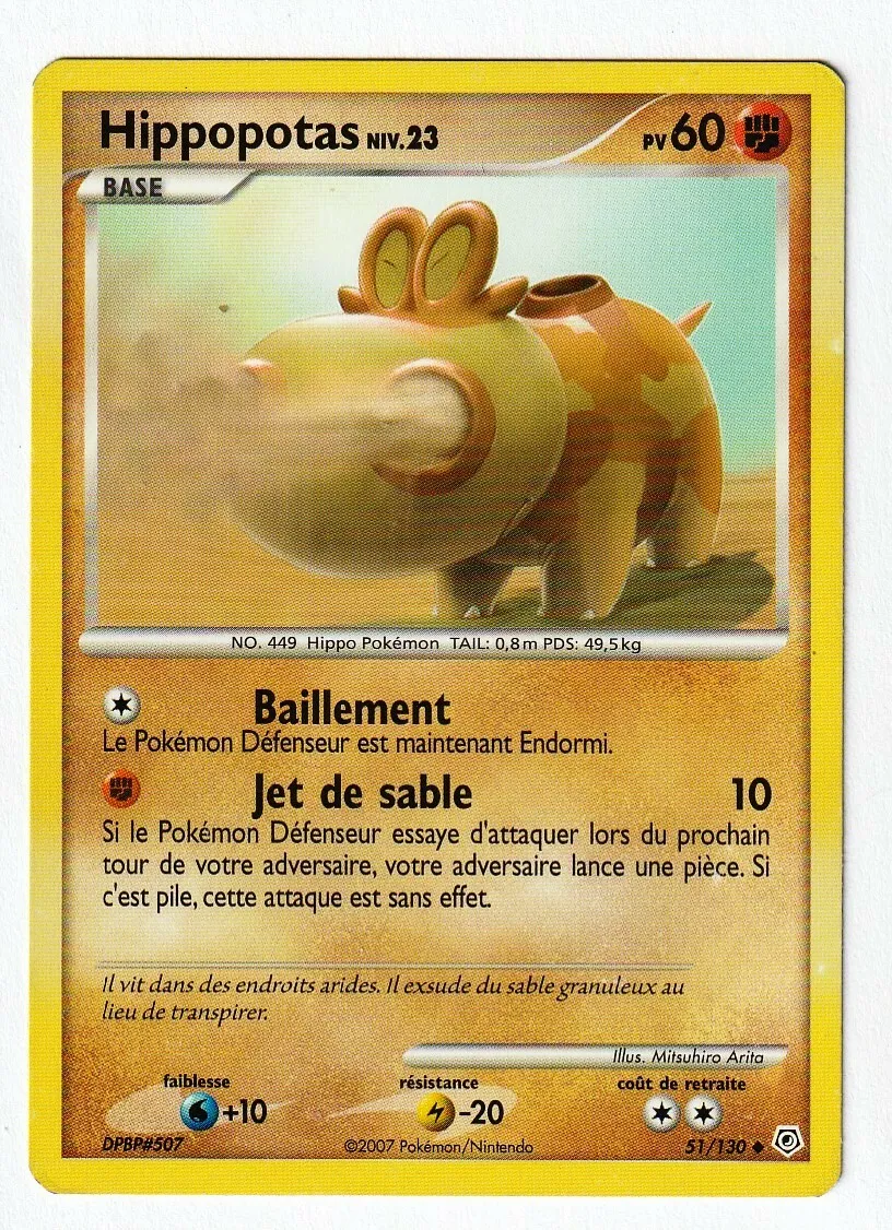 Hippopotas Diamant Et Perle Carte Pokemon