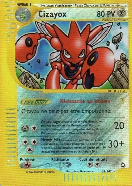 Cizayox 32/147 Aquapolis carte Pokemon