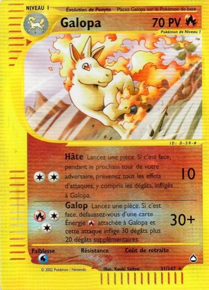 Galopa 31/147 Aquapolis carte Pokemon