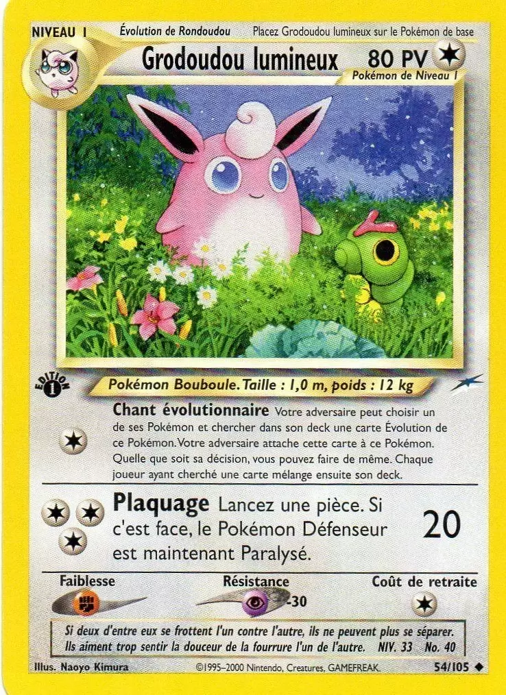 Grodoudou lumineux 54/105 Neo Destiny carte Pokemon