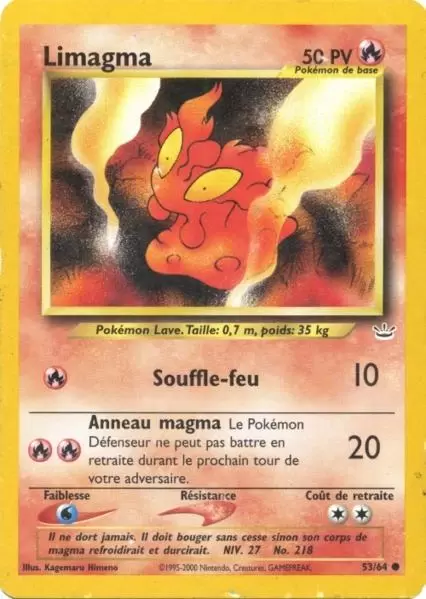 Limagma 53/64 Neo Revelation carte Pokemon