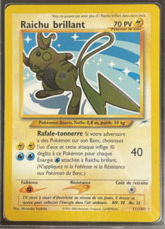 Raichu brillant 111/105 Neo Destiny carte Pokemon