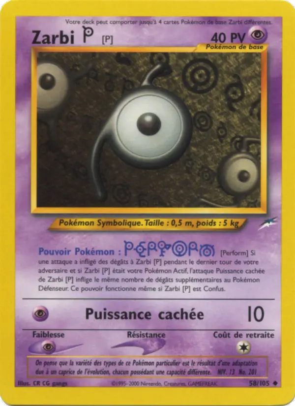 Cartes Pokémon Neo Destiny : Toutes les cartes de la série