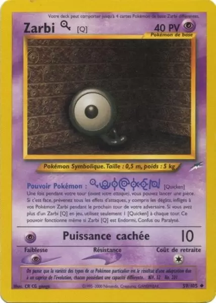 Cartes Pokémon Neo Destiny : Toutes les cartes de la série