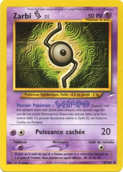 Cartes Pokémon Neo Destiny : Toutes les cartes de la série