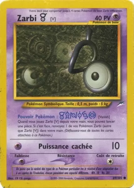 Cartes Pokémon Neo Destiny : Toutes les cartes de la série