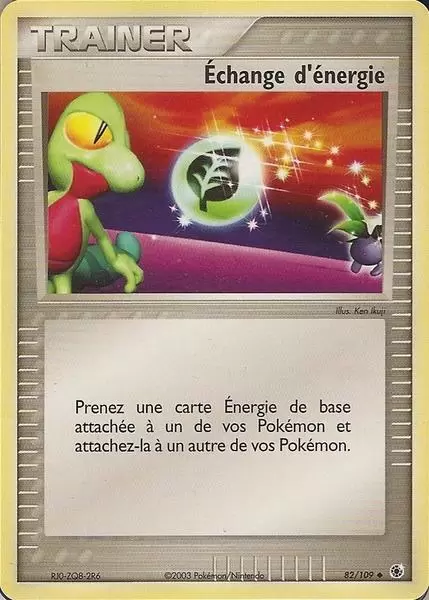 Échange d&#8217;énergie 82/109 EX Rubis &#038; Saphir carte Pokemon