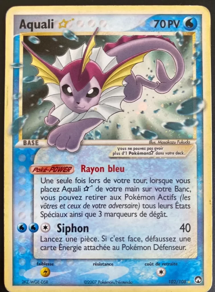 Aquali 102/108 EX Gardiens du Pouvoir carte Pokemon