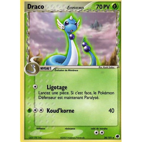 Draco 28/101 EX Ile des Dragons carte Pokemon