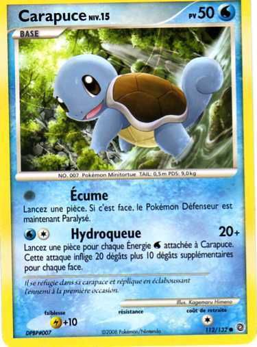 Carapuce 112/132 Diamant et Perle Merveilles Secrètes carte Pokemon