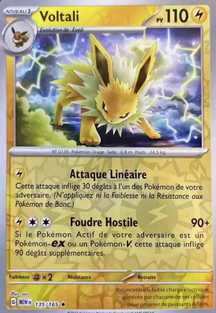 Voltali 135/165 écarlate et violet série 151 carte Pokemon