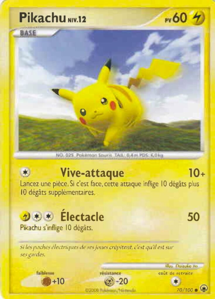 Pikachu 70/100 Diamant et Perle Aube Majestueuse carte Pokemon