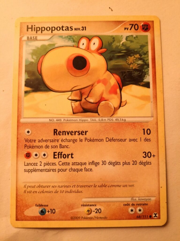 Hippopotas 64/111 Platine rivaux émergeants carte Pokemon