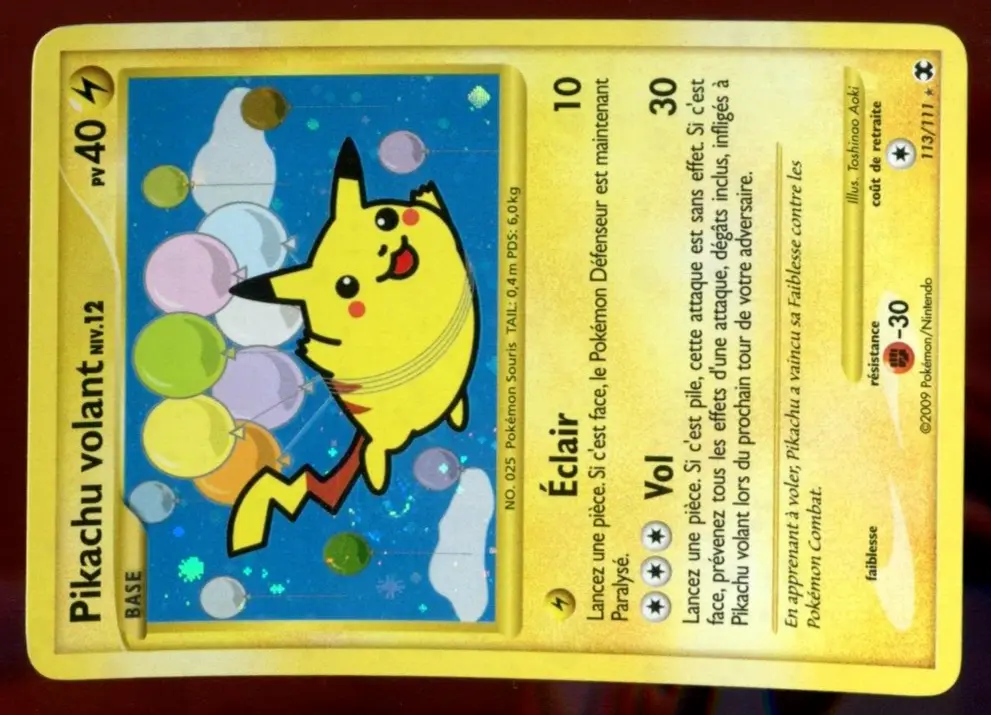 Pikachu volant 113/111 Platine rivaux émergeants carte Pokemon