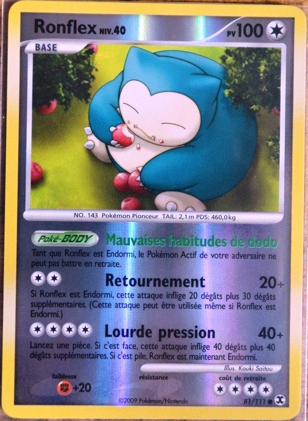 Ronflex 81/111 Platine rivaux émergeants carte Pokemon