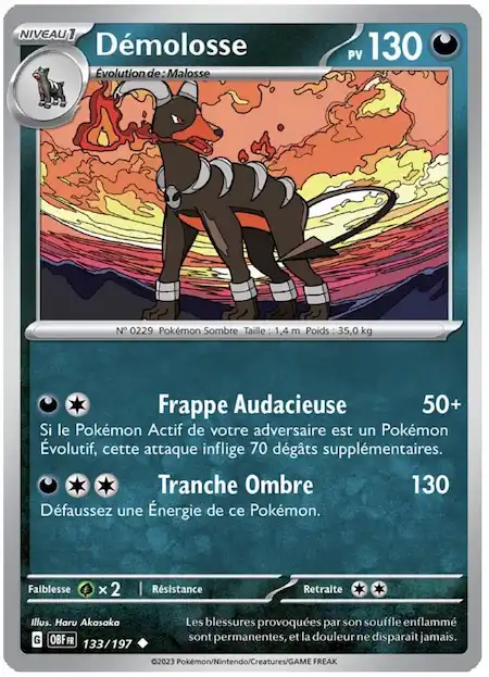 Démolosse 133/197 Flammes Obsidiennes carte Pokémon