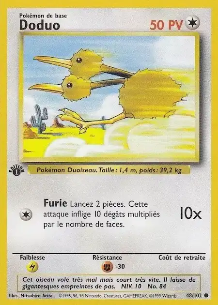 Doduo 48/102 Set de base carte Pokémon
