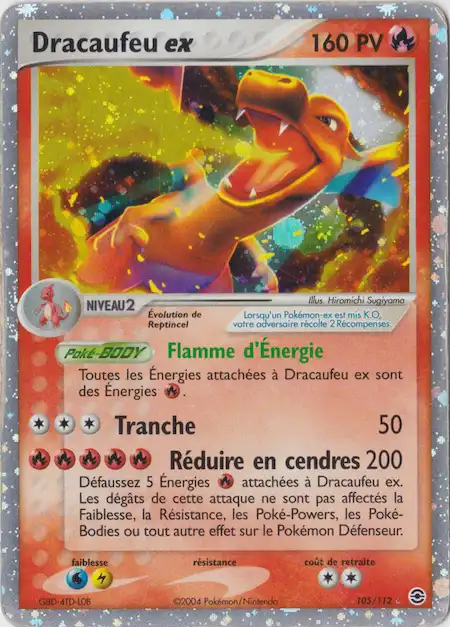 Dracaufeu ex 105/112 EX Rouge Feu Vert Feuille carte Pokémon