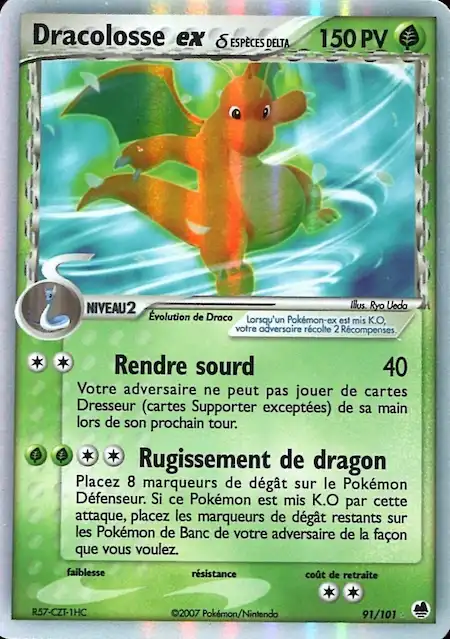 Dracolosse ex 91/101 EX Ile des Dragons carte Pokémon