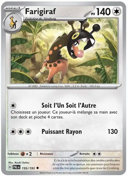 Farigiraf 155/193 Évolutions à Paldea carte Pokémon