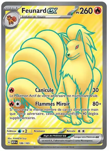 Feunard ex full art 186/165 151 carte Pokémon