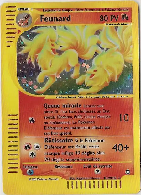 Feunard H19/H32 Aquapolis carte Pokémon