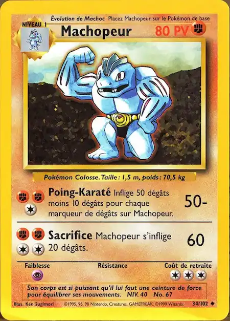 Machopeur 34/102 Set de base carte Pokémon