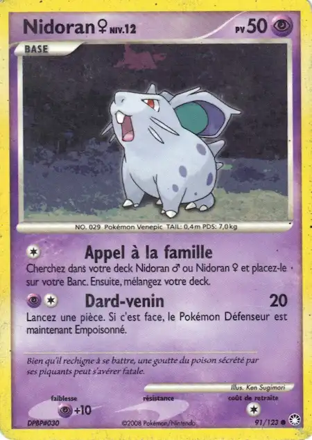 Nidoran 91/123 Diamant et Perle Trésors Mystérieux carte Pokémon