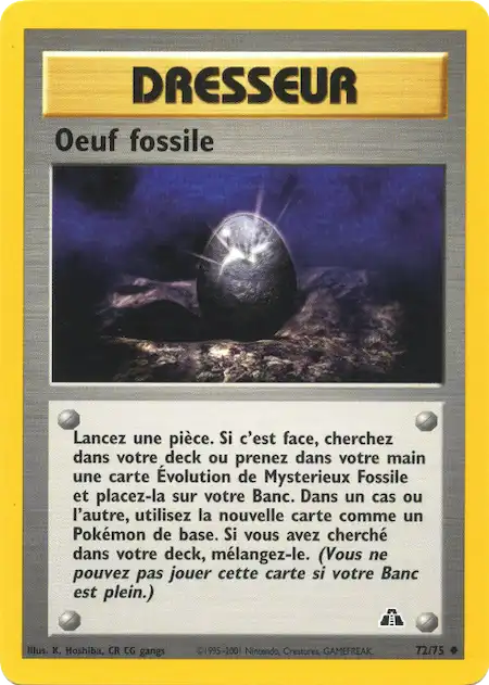 Oeuf fossile 72/75 Neo Discovery carte Pokémon