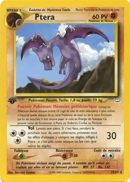Ptera 15/64 Neo Revelation carte Pokémon