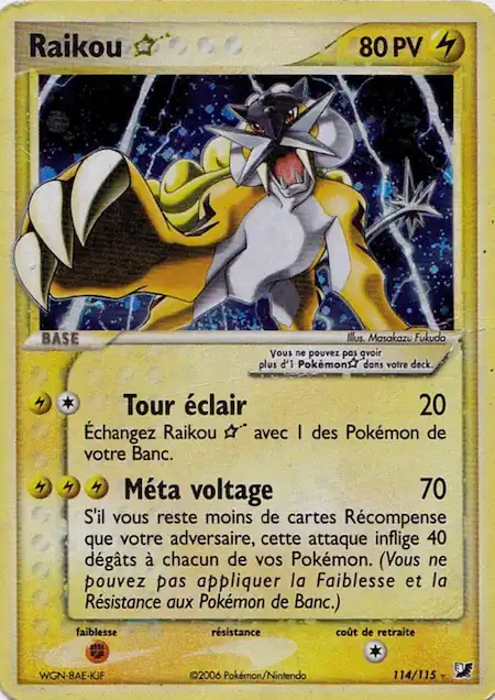 Raikou Star 114/115 EX Forces Cachées carte Pokémon