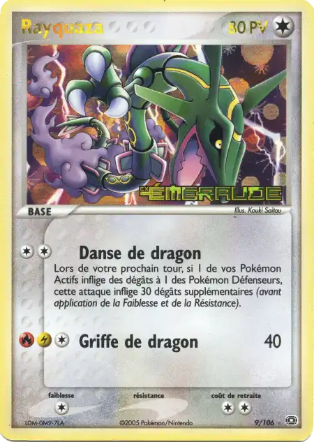 Rayquaza 9/106 EX Emeraude carte Pokémon