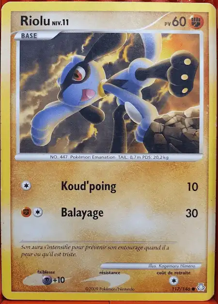 Riolu 117/146 diamant et Perle Eveil des Légendes carte Pokémon