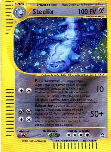 Steelix H23/H32 Aquapolis carte Pokémon