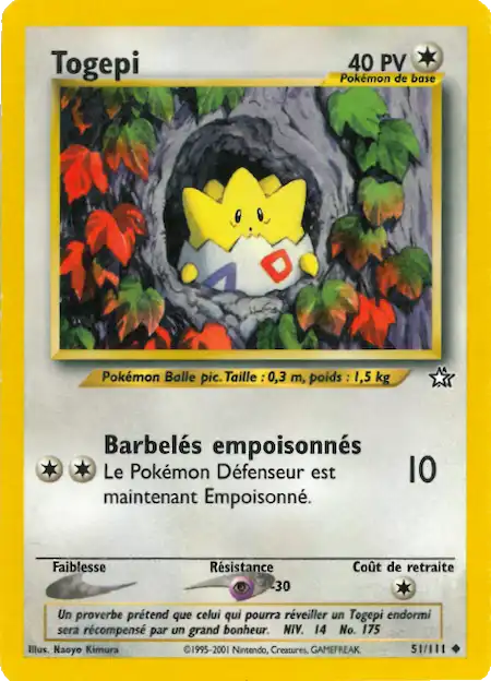 Togepi 51/111 Néo Génésis carte Pokémon