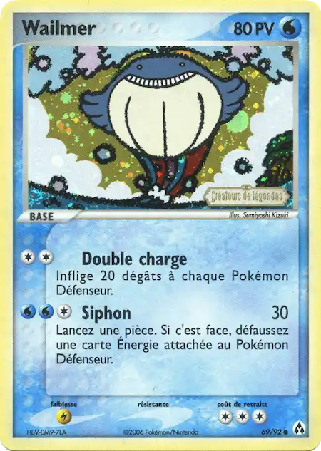 Wailmer 69/92 EX Créateurs de légendes carte Pokémon