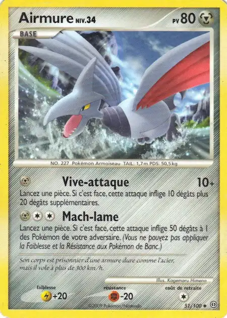 Airmure 51/100 Diamant et Perle Tempête carte Pokémon