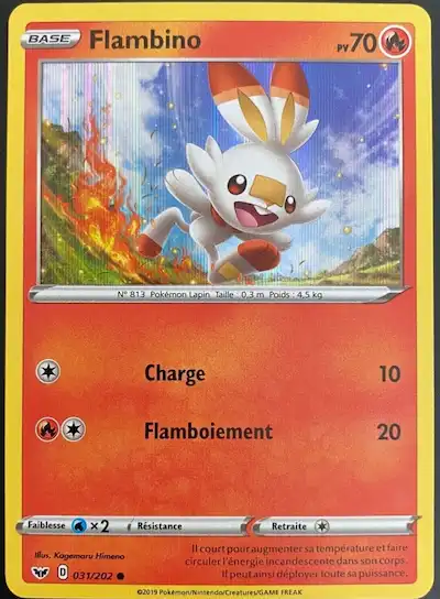 Flambino 031/202 épée et bouclier carte Pokémon EB01