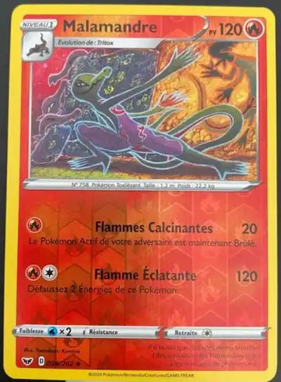 Malamandre 028/202 épée et bouclier carte Pokémon EB01