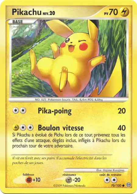 Pikachu 70/100 Diamant et Perle Tempête carte Pokémon