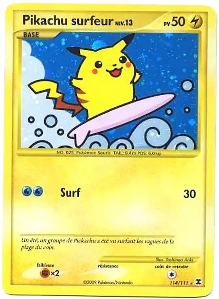 Pikachu surfeur 114/111 Platine rivaux émergeants carte Pokémon