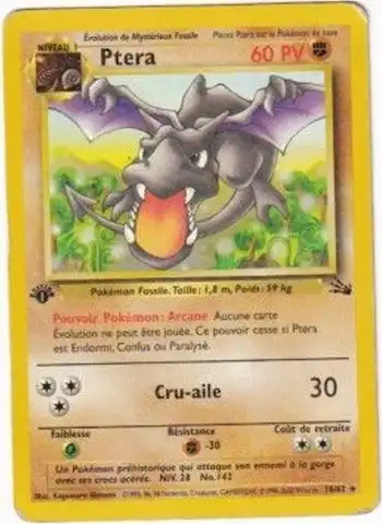 Ptera 16/62 Fossile carte Pokémon