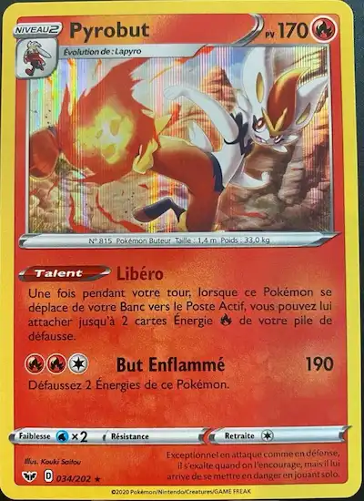 Pyrobut 034/202 épée et bouclier carte Pokémon EB01