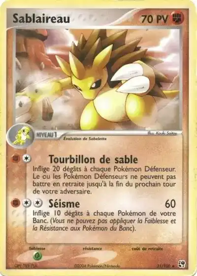Sablaireau 21/100 EX Tempête de sable carte Pokémon