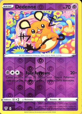 Dedenne 078/189 Ténèbres Embrasées EB03 carte Pokémon